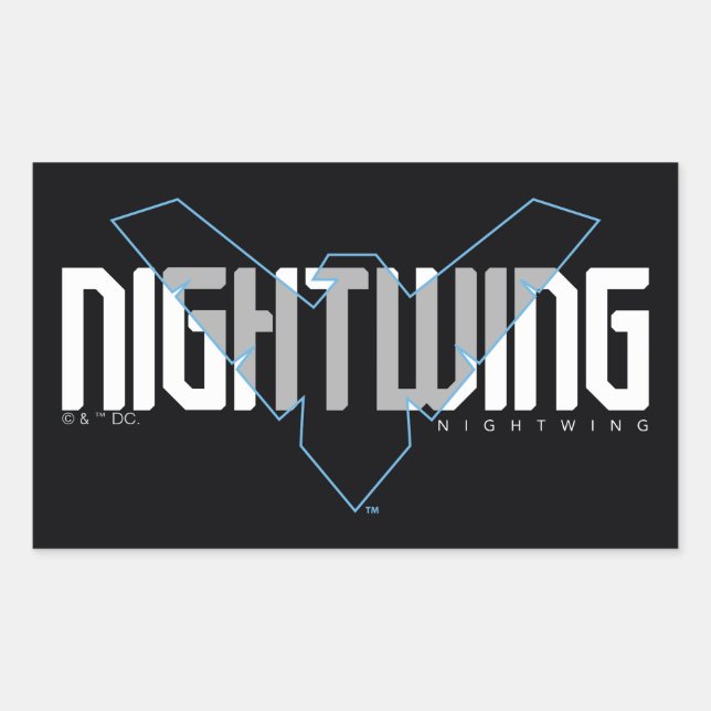 Sticker Rectangulaire Graphique de nom high-tech Nightwing (Devant)