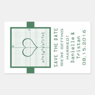 Sticker Rectangulaire Graphique en mathématiques du coeur vert Enregistr