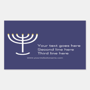 Sticker Rectangulaire Graphique en or de la Marine Blanche de Menorah
