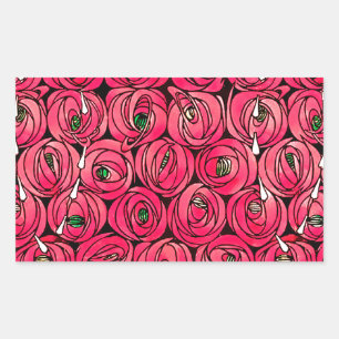 Sticker Rectangulaire Graphique rose Art Nouveau Rennie Macintosh
