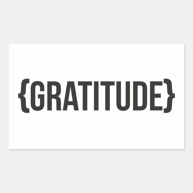 Sticker Rectangulaire Gratitude - Emballé - Noir et Blanc (Devant)