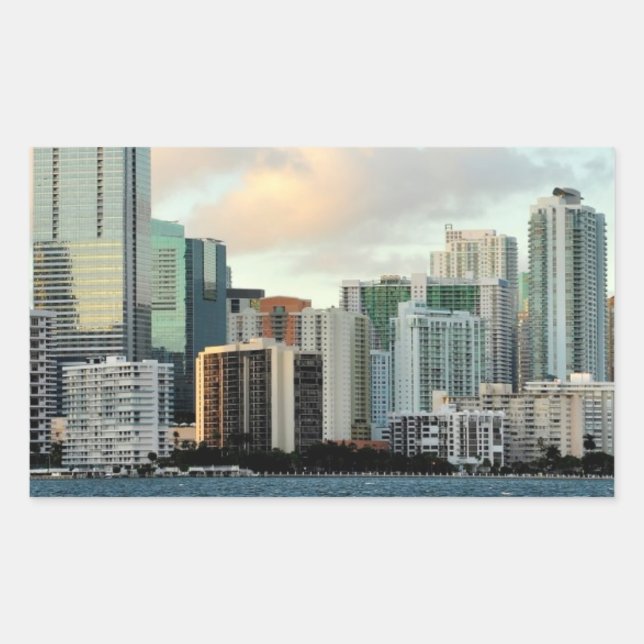 Sticker Rectangulaire gratte-ciel de Miami contre ciel dégagé (Devant)