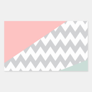 Sticker Rectangulaire Gray Chevron Mint et Coral