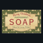 Sticker Rectangulaire Green Vintage Christmas Tree Peppermenthe Étiquett<br><div class="desc">Faites entrer tout le monde dans l'esprit de Noël avec l'odeur de votre savon artisanal très attendu ! Ce étiquette autocollant vintage "Joyeux Noël" a des arbres de Noël dans l'arrière - plan derrière un cadre de papier parchemin. Changez simplement les détails existants à votre propre.</div>