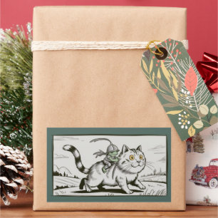 Sticker Rectangulaire Grenouille drôle de chat Mème Médiéval Vintage