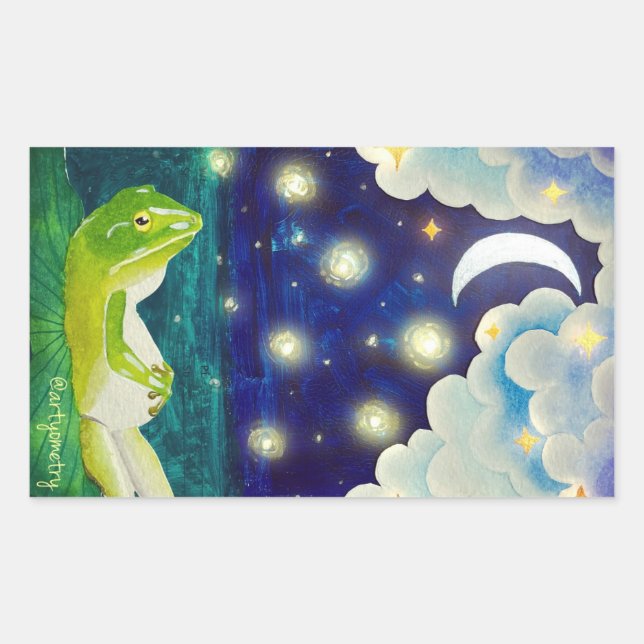 Sticker Rectangulaire Grenouille rêveuse (Devant)