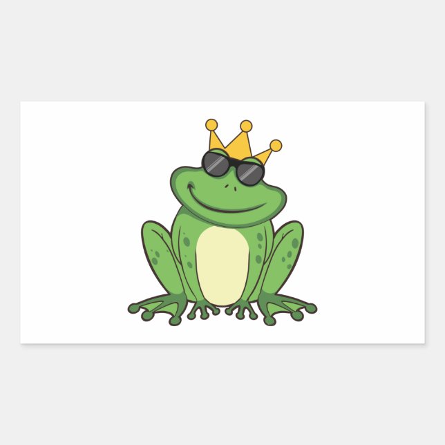 Sticker Rectangulaire Grenouille verte avec lunettes de soleil Design (Devant)