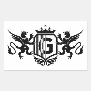 Sticker Rectangulaire Griffins flanquant un bouclier avec la lettre "G"