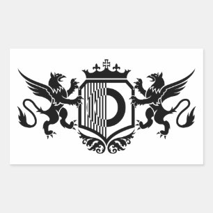Sticker Rectangulaire Griffins flanquant un bouclier avec la lettre "O"