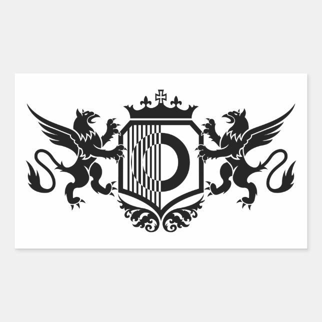 Sticker Rectangulaire Griffins flanquant un bouclier avec la lettre "O" (Devant)