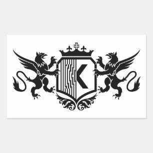 Sticker Rectangulaire Griffons encadrant un bouclier avec la lettre "X"