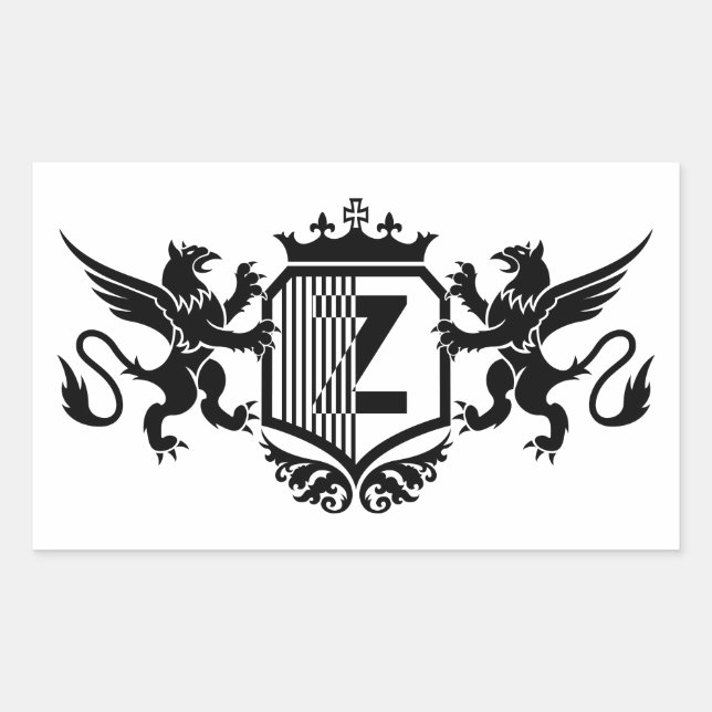 Sticker Rectangulaire Griffons encadrant un bouclier avec la lettre "Z" (Devant)