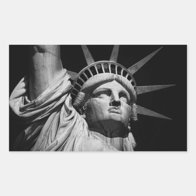 Sticker Rectangulaire Gros plan Statue blanche noire de la Liberté New Y (Devant)