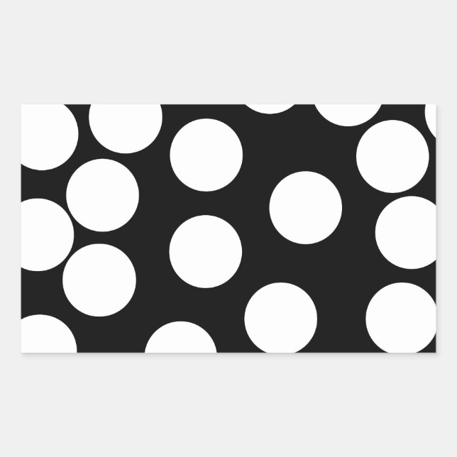 Sticker Rectangulaire Gros points en noir et blanc. (Devant)