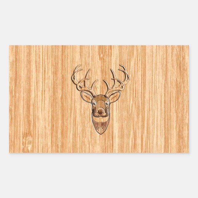Sticker Rectangulaire Grotte blanche Cerf de bois Grain style graphique (Devant)