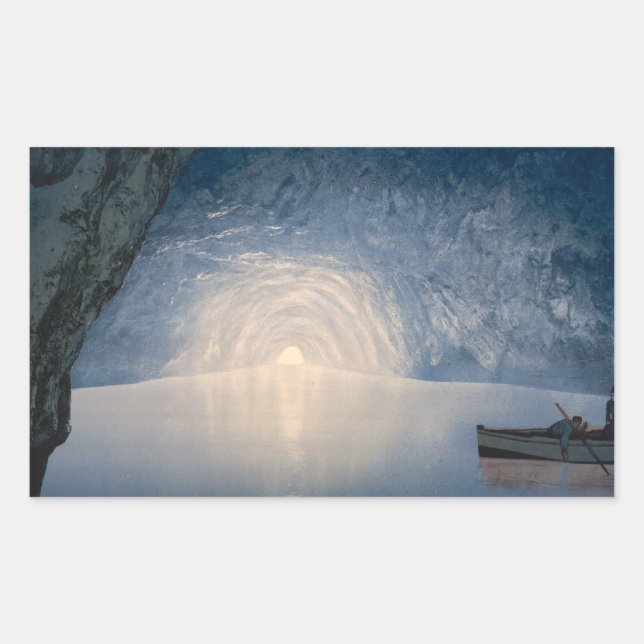 Sticker Rectangulaire Grotte bleue, Île de Capri, Campanie, Italie (Devant)