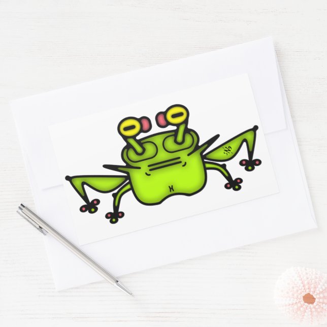 Sticker Rectangulaire Grumpy étrange grenouille crapaud v3 rectangulaire (Enveloppe)