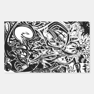 Sticker Rectangulaire GRYM - Art Abstrait noir et blanc