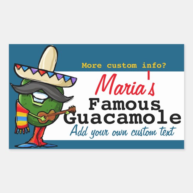 Sticker Rectangulaire Guacamole Mexicain Personnalisable nourriture Étiq (Devant)