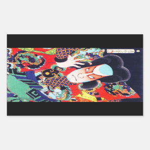 Sticker Rectangulaire Guerrier japonais oriental frais de samouraïs de