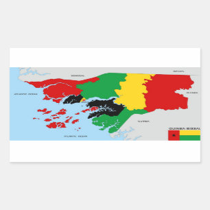 Sticker Rectangulaire guinée bissau pays carte politique drapeau