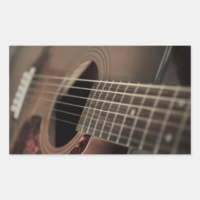 Sticker Rectangulaire Guitare acoustique à six cordes (Devant)