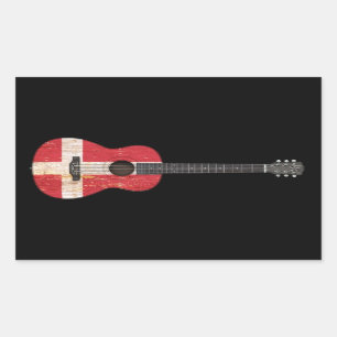 Sticker Rectangulaire Guitare acoustique âgée et utilisée de drapeau