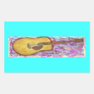 Sticker Rectangulaire guitare acoustique avec patine jaune