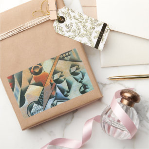 Sticker Rectangulaire Guitare (Banjo) et lunettes, Juan Gris, Art Vintag