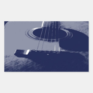 Sticker Rectangulaire Guitare bleue