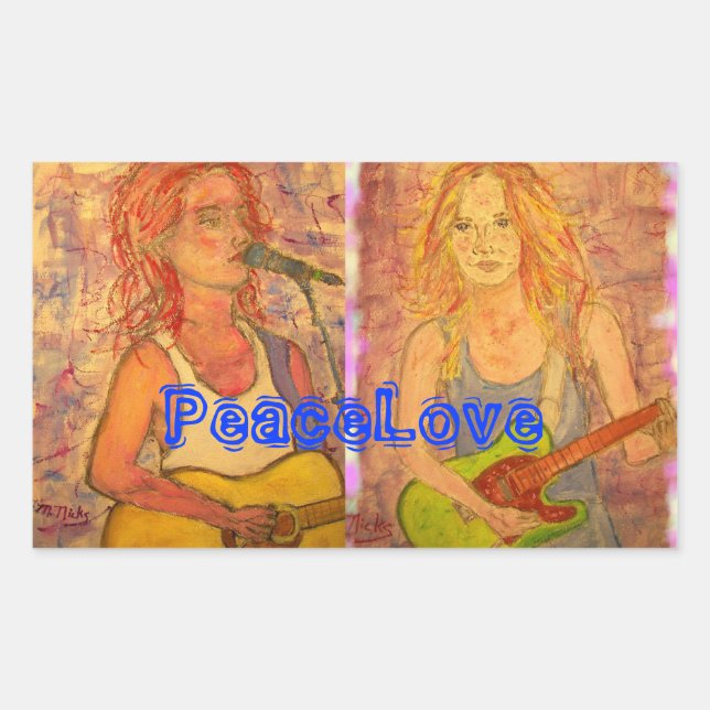Sticker Rectangulaire Guitare PeaceLove (Devant)