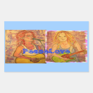 Sticker Rectangulaire Guitare PeaceLove