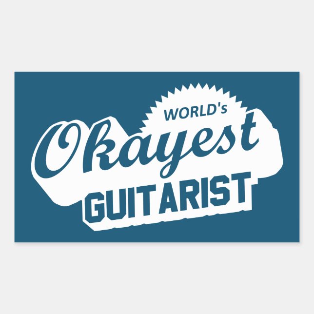 Sticker Rectangulaire Guitariste le plus Okayest du monde (Devant)