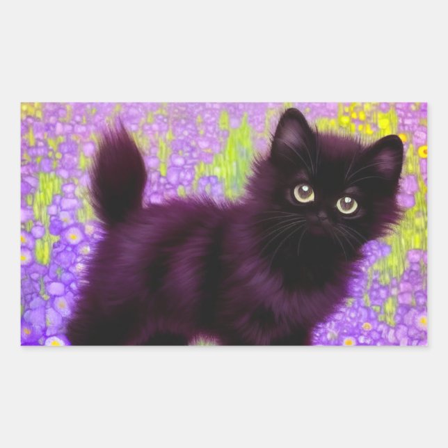 Sticker Rectangulaire Gustav Klimt Black Kitten (Devant)