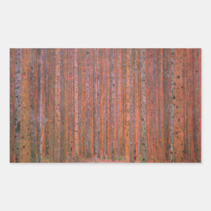 Sticker Rectangulaire Gustav Klimt Fir Forêt Tannenwald Arbres rouges