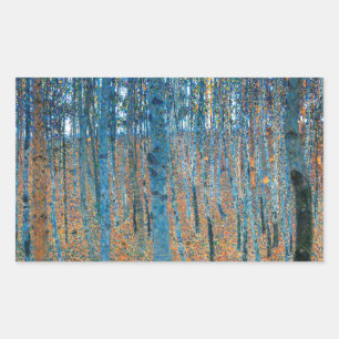 Sticker Rectangulaire Gustav Klimt Forêt de hêtres Art fin vintage
