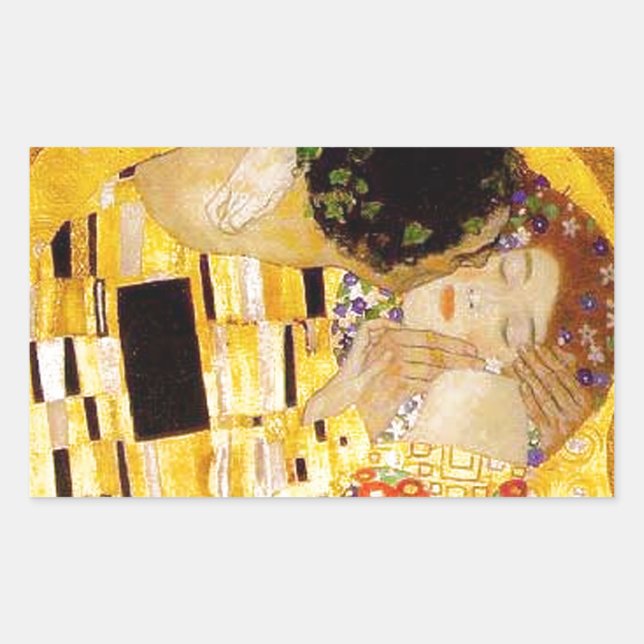 Sticker Rectangulaire Gustav Klimt La Peinture Classique Du Kiss (Devant)
