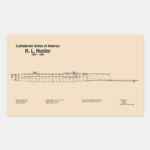 Sticker Rectangulaire H. L. Hunley - Plan directeur des navires SD