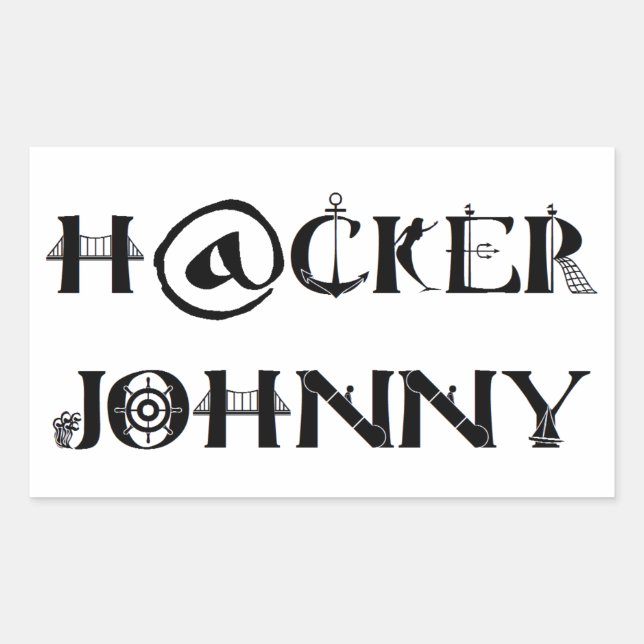 Sticker Rectangulaire hacker johnny (Devant)