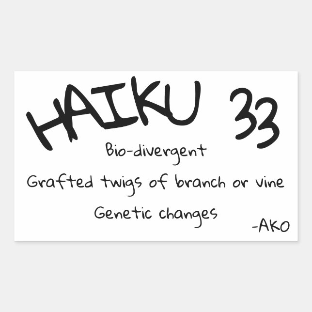 STICKER RECTANGULAIRE HAIKU 33 (Devant)