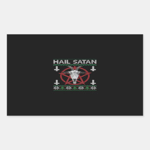 Sticker Rectangulaire Hail Satan Goat Head Pentagram Funny Satané Vilain