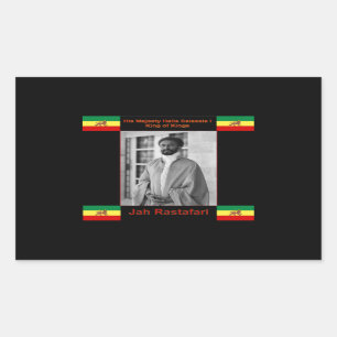 Sticker Rectangulaire Haile Selassie le Lion de Juda, Jah Rastafari