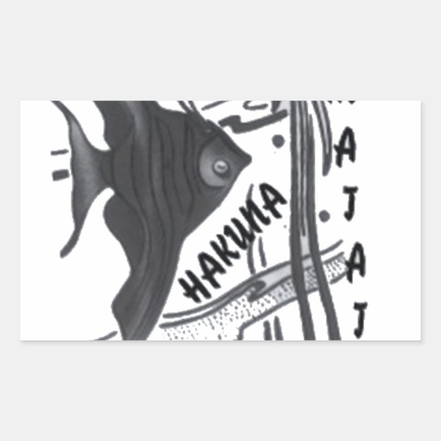 Sticker Rectangulaire Hakuna Matata Fish Art Imprimer (Devant)