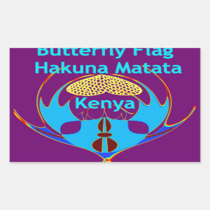 Sticker Rectangulaire "Hakuna Matata Kenya" Papillon Art Imprimer/Graphi