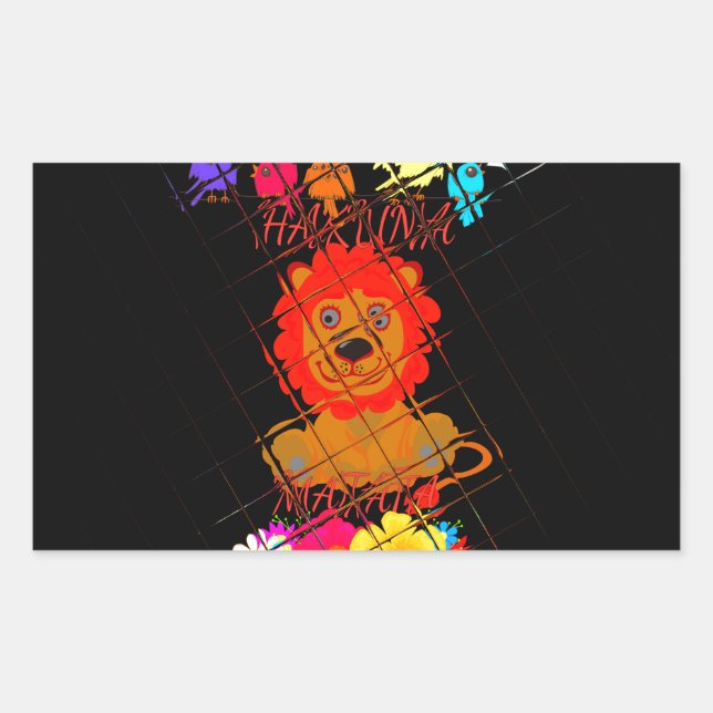Sticker Rectangulaire Hakuna Matata mignon bébé lion roi conception (Devant)