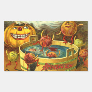 Sticker Rectangulaire Halloween Apple Bobbing