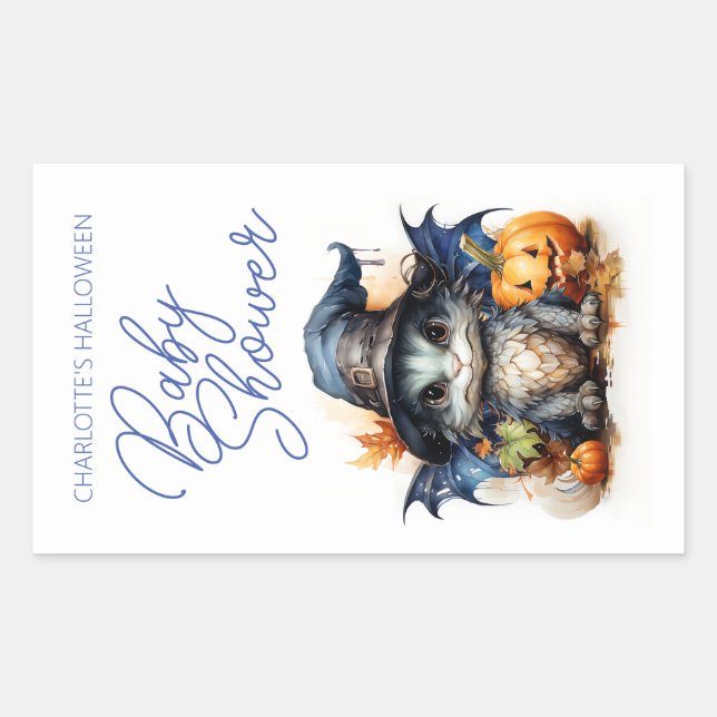 Sticker Rectangulaire Halloween budget Baby shower d'aquarelle pour enfa (Devant)