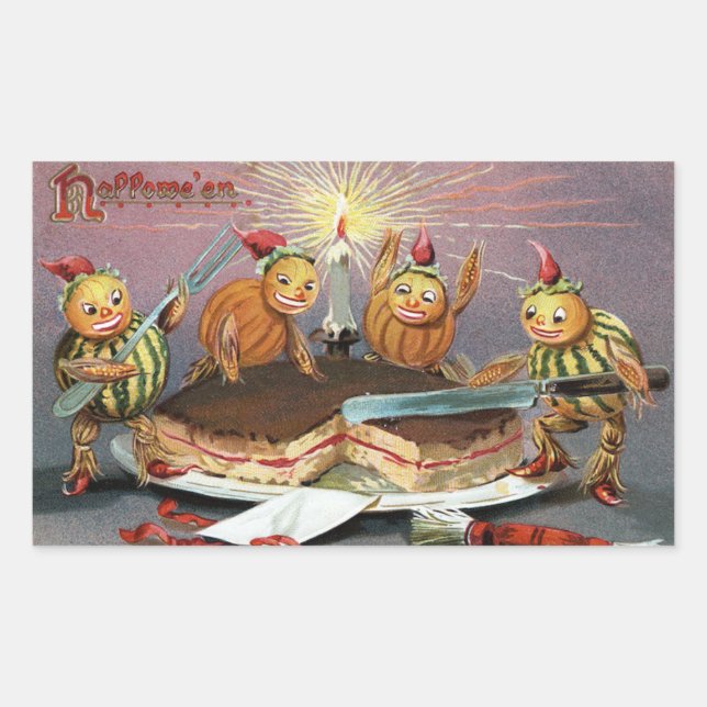 Sticker Rectangulaire Halloween Chocolat Frosted Cake Vintage (Devant)