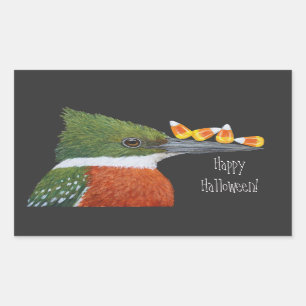 Sticker Rectangulaire Halloween martin-pêcheur vert