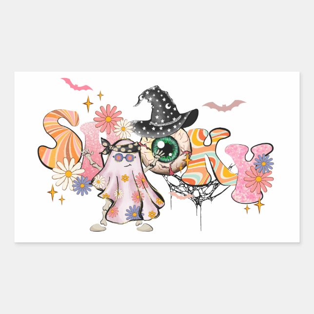 Sticker Rectangulaire Halloween rétro éffrayant (Devant)